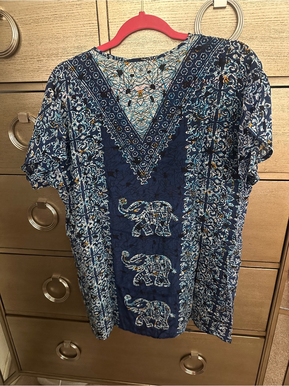 Tolani Navy and Cream V-Neck Elephant Print Tunic - Picture 5 of 5